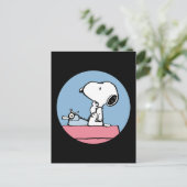 pinda's | Snoopy bij de schrijfmachine Briefkaart (Staand voorkant)