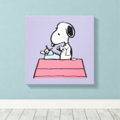 pinda's | Snoopy bij de schrijfmachine Canvas Afdruk (Insitu (Houten vloer))