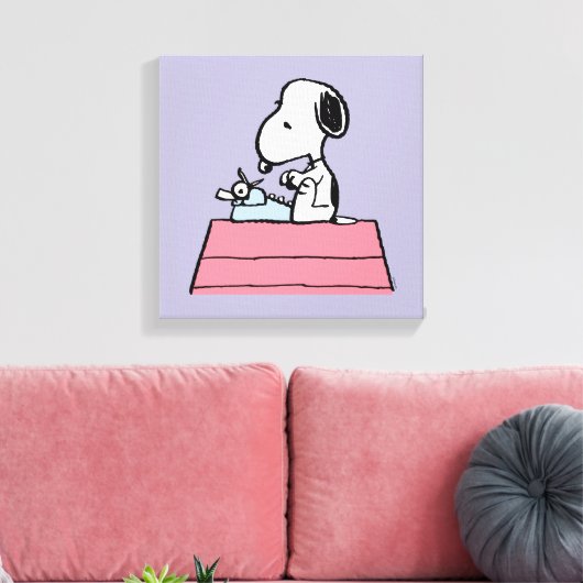 pinda's | Snoopy bij de schrijfmachine Canvas Afdruk (Insitu (Woonkamer))