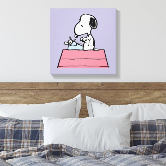 pinda's | Snoopy bij de schrijfmachine Canvas Afdruk (Insitu (Slaapkamer))