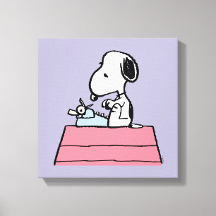 pinda's   Snoopy bij de schrijfmachine Canvas Afdruk