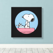 pinda's | Snoopy bij de schrijfmachine Canvas Afdruk (Insitu (Houten vloer))
