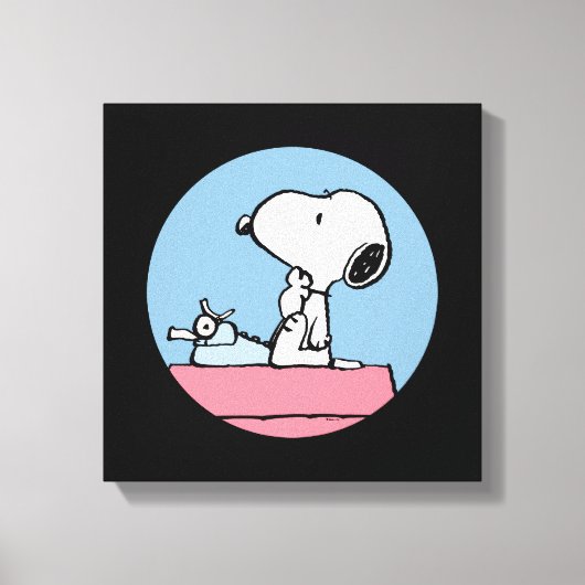 pinda's | Snoopy bij de schrijfmachine Canvas Afdruk (Voorkant)