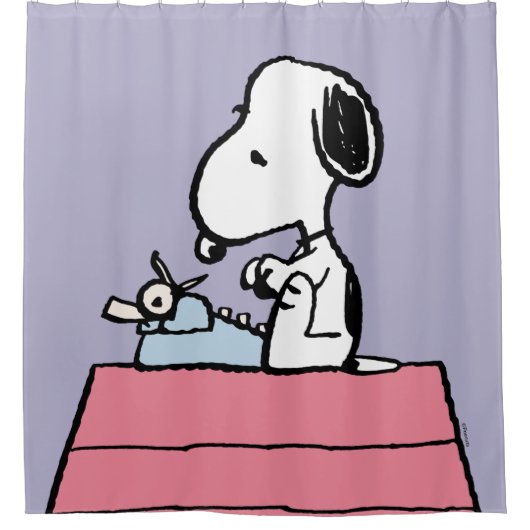 pinda's | Snoopy bij de schrijfmachine Douchegordijn (Voorkant)