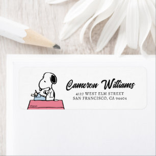 pinda's   Snoopy bij de schrijfmachine Etiket