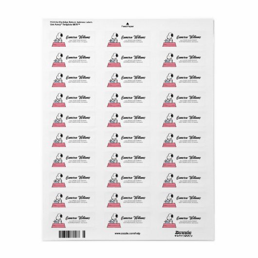 pinda's | Snoopy bij de schrijfmachine Etiket (Full Sheet)