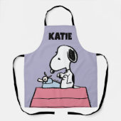 pinda's | Snoopy bij de schrijfmachine | Jouw name Schort (Voorkant)