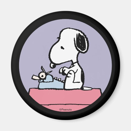 pinda's | Snoopy bij de schrijfmachine Magneet (Voorkant)
