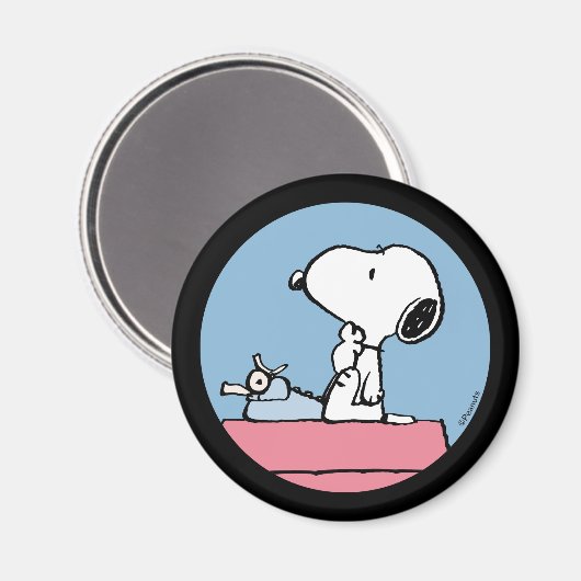 pinda's | Snoopy bij de schrijfmachine Magneet (Voorkant / Achterkant)