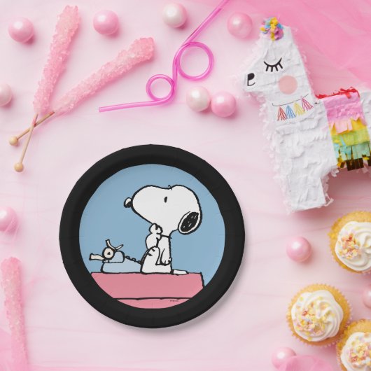 pinda's | Snoopy bij de schrijfmachine Papieren Bordje (Feest)