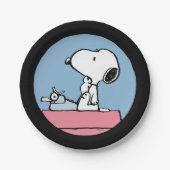 pinda's | Snoopy bij de schrijfmachine Papieren Bordje (Voorkant)