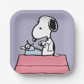pinda's | Snoopy bij de schrijfmachine Papieren Bordje (Voorkant)