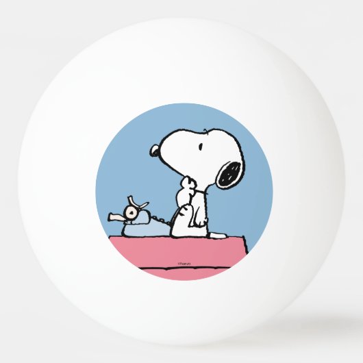 pinda's | Snoopy bij de schrijfmachine Pingpongbal (Achterkant)
