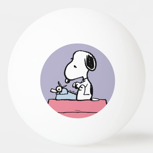 pinda's | Snoopy bij de schrijfmachine Pingpongbal (Achterkant)