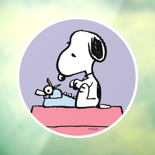 pinda's | Snoopy bij de schrijfmachine Raamsticker (Vel 3)