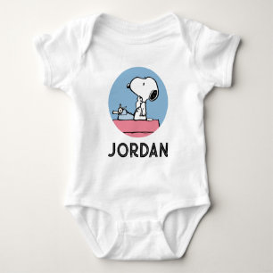 pinda's Snoopy bij de schrijfmachine Romper