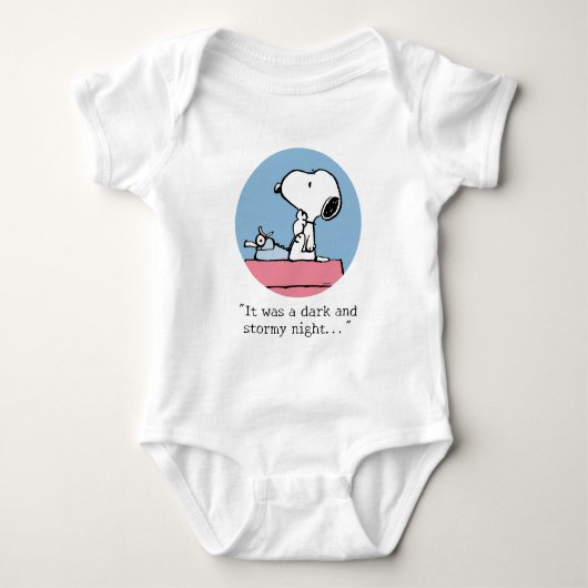 pinda's | Snoopy bij de schrijfmachine Romper (Voorkant)