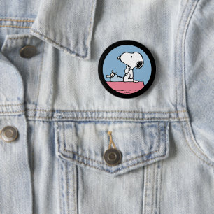 pinda's Snoopy bij de schrijfmachine Ronde Button 5,7 Cm