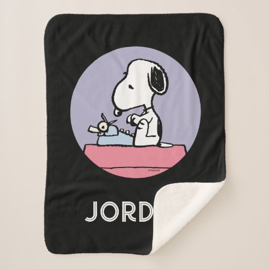 pinda's | Snoopy bij de schrijfmachine Sherpa Deken (Voorkant)