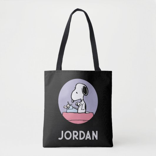 pinda's | Snoopy bij de schrijfmachine Tote Bag (Voorkant)