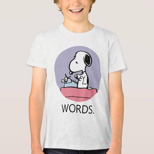 pinda's | Snoopy bij de schrijfmachine Tri-Blend Shirt (Voorkant)