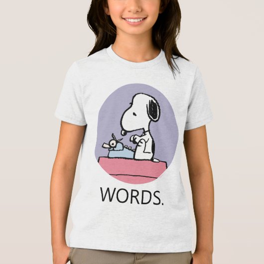 pinda's | Snoopy bij de schrijfmachine Tri-Blend Shirt (Voorkant)
