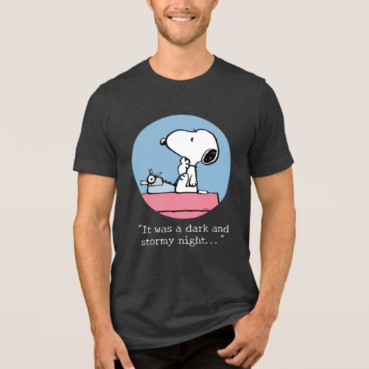pinda's | Snoopy bij de schrijfmachine Tri-Blend Shirt (Voorkant)