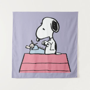 pinda's   Snoopy bij de schrijfmachine Wandkleed