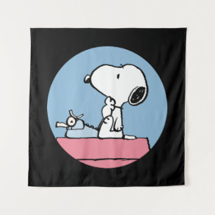 pinda's   Snoopy bij de schrijfmachine Wandkleed