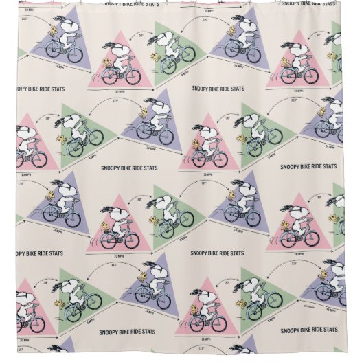 pinda's | Snoopy Bike Ride Stats Douchegordijn (Voorkant)