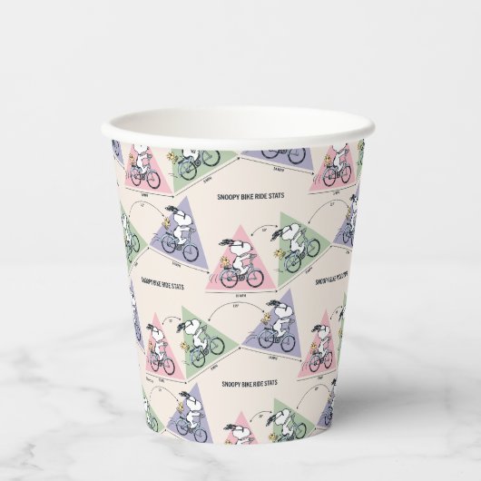 pinda's | Snoopy Bike Ride Stats Papieren Bekers (Voorkant)
