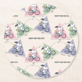 pinda's | Snoopy Bike Ride Stats Ronde Kartonnen Onderzetter (Voorkant)