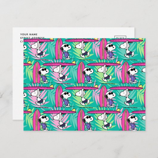 pinda's | Snoopy Blauwgroen Surf Patroon Briefkaart (Voorkant / Achterkant)