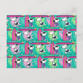 pinda's | Snoopy Blauwgroen Surf Patroon Briefkaart (Voorkant)