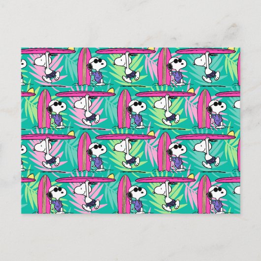 pinda's | Snoopy Blauwgroen Surf Patroon Briefkaart (Voorkant)