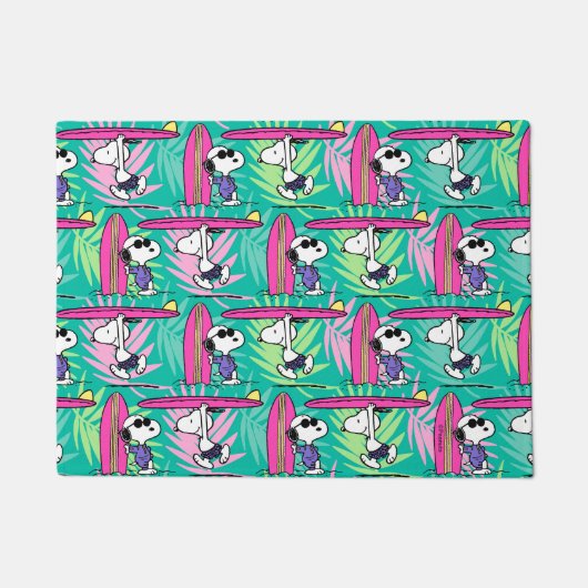 pinda's | Snoopy Blauwgroen Surf Patroon Deurmat (Voorkant)