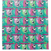 pinda's | Snoopy Blauwgroen Surf Patroon Douchegordijn (Voorkant)
