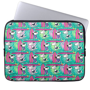 pinda's Snoopy Blauwgroen Surf Patroon Laptop Sleeve