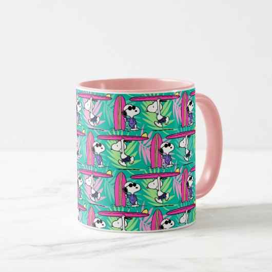 pinda's | Snoopy Blauwgroen Surf Patroon Mok (Voorkant rechts)