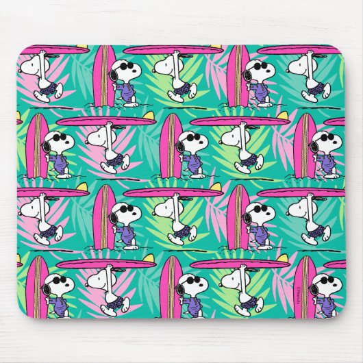 pinda's | Snoopy Blauwgroen Surf Patroon Muismat (Voorkant)