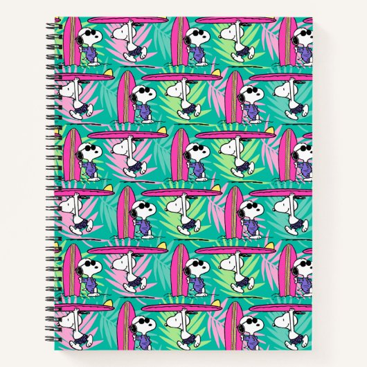 pinda's | Snoopy Blauwgroen Surf Patroon Notitieboek (Voorkant)