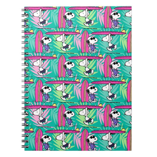 pinda's | Snoopy Blauwgroen Surf Patroon Notitieboek (Voorkant)