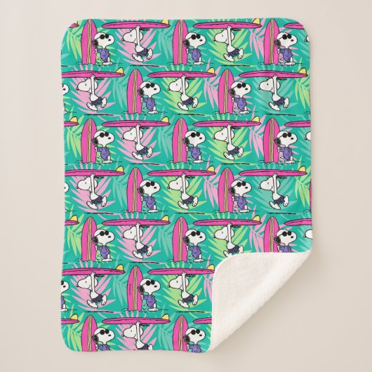 pinda's | Snoopy Blauwgroen Surf Patroon Sherpa Deken (Voorkant)