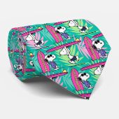 pinda's | Snoopy Blauwgroen Surf Patroon Stropdas (Opgerold)
