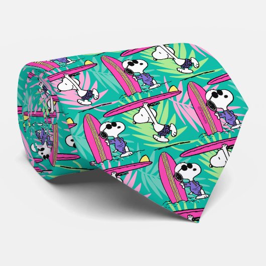 pinda's | Snoopy Blauwgroen Surf Patroon Stropdas (Opgerold)