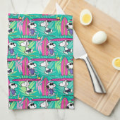 pinda's | Snoopy Blauwgroen Surf Patroon Theedoek (Quarter Fold)