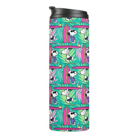 pinda's | Snoopy Blauwgroen Surf Patroon Thermosbeker (Geroteerd rechts)