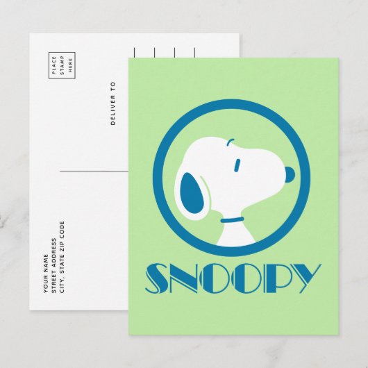 pinda's | Snoopy Blue Deco Dreams Briefkaart (Voorkant / Achterkant)