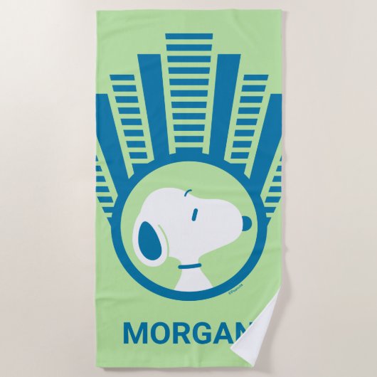 pinda's | Snoopy Blue Deco Dreams | Jouw namen toe Strandlaken (Voorkant)