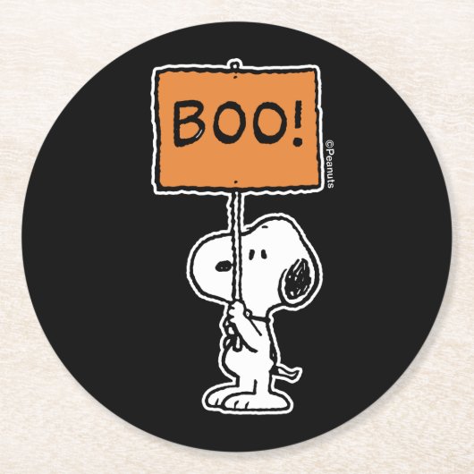 pinda's | Snoopy Boo! Ronde Kartonnen Onderzetter (Voorkant)